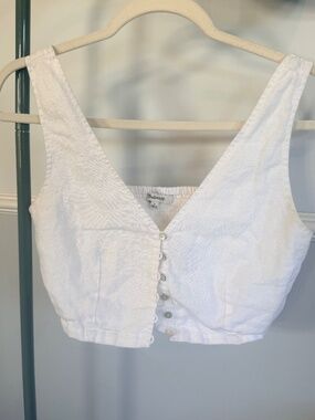Linen Button Down Crop Top
